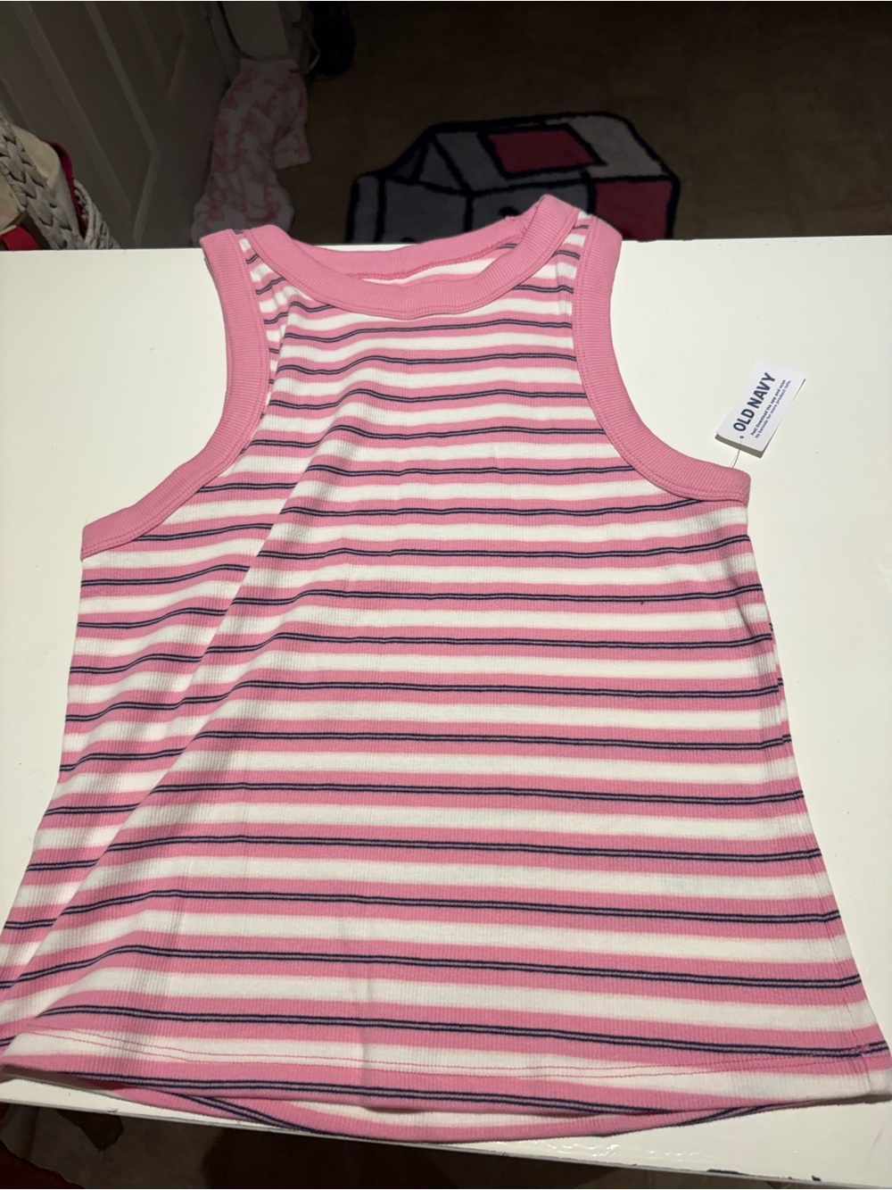 Old Navy Pink White and Purple Striped Tank Top